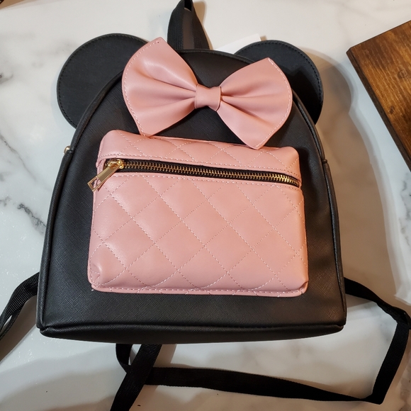 Minnie Mouse Pink Quilted Front Pocket Mini Backpack with Ears - Picture 12 of 16